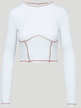Aritzia Sunday Best Dove White Long-Sleeve Crop Top
